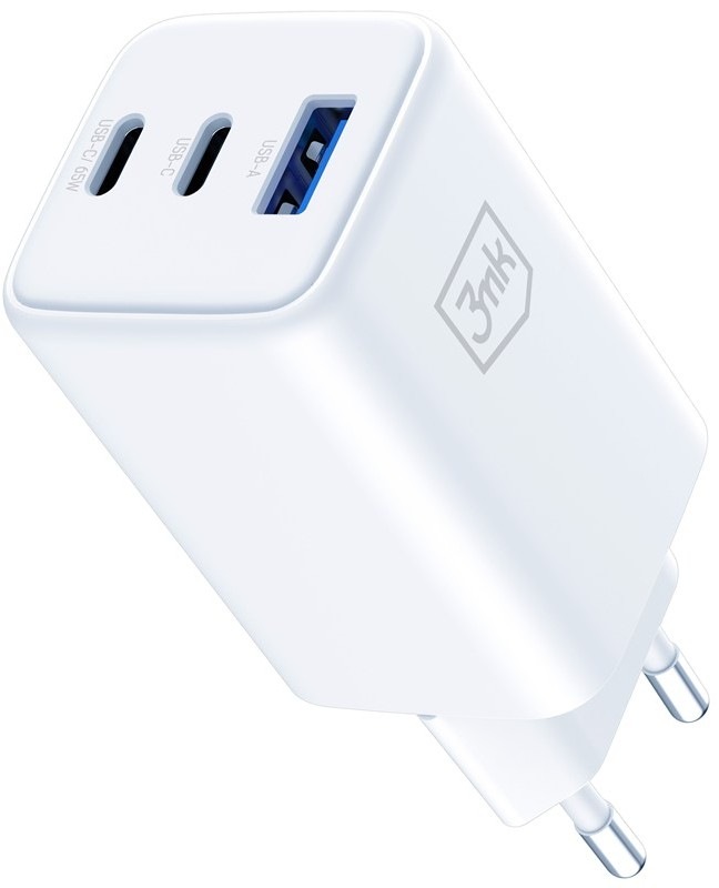 Nabíječka do sítě 3mk Hyper GaN 2xUSB-C/USB-A s celkovým výkonem 65 W