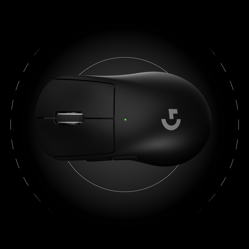 Pohled shora na myš Logitech G PRO X Superlight 2 DEX SE s logem Logitech G