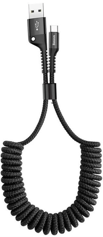 Kabel Baseus Fish-eye Spring USB/USB-C, 1m - černý