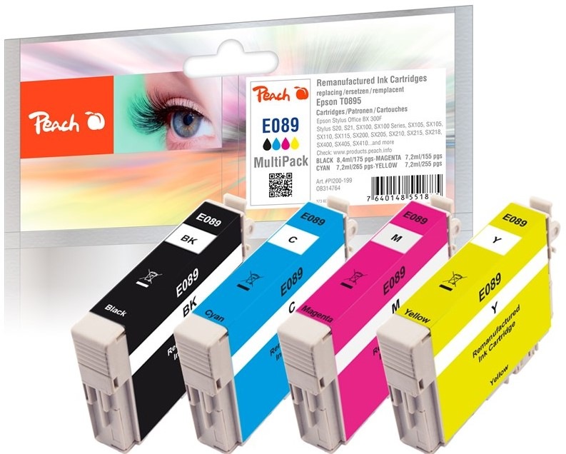 Inkoustová náplň Peach Epson 89, T0895 MultiPack, 1x 8,4, 3x 7,2 ml - CMYK