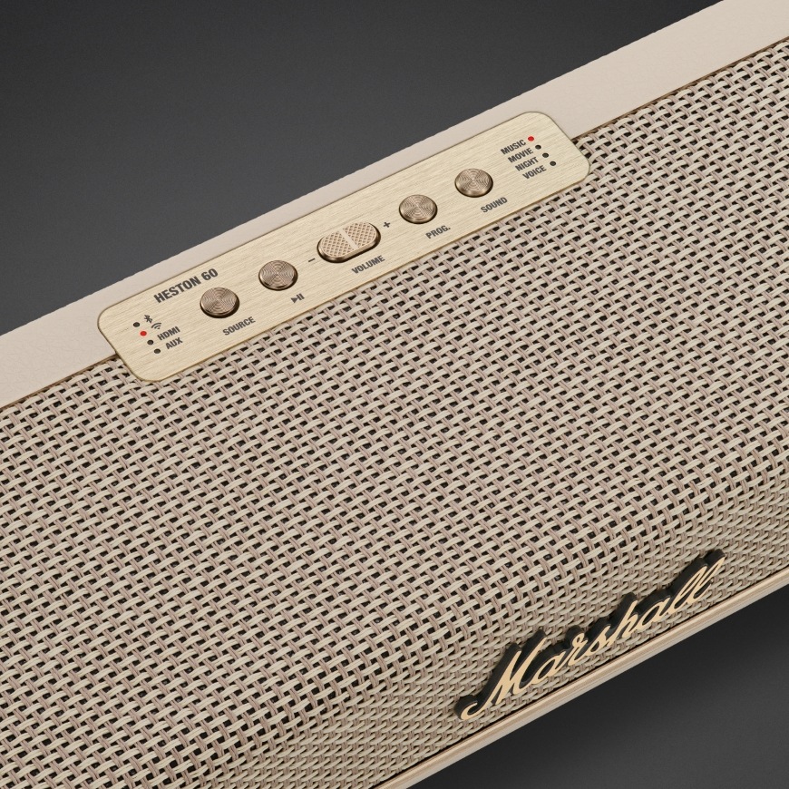 Detail tlačítkového ovládání na soundbaru Heston 60