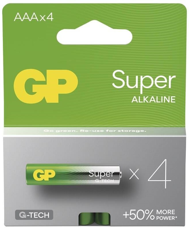 Baterie alkalická GP Super AAA (LR03), 4 ks