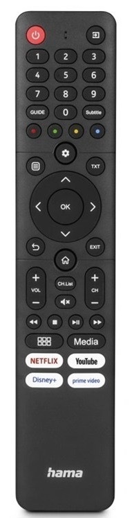 Dálkový ovladač Hama pro TV Hisense, 45 tlačítek, černá barva