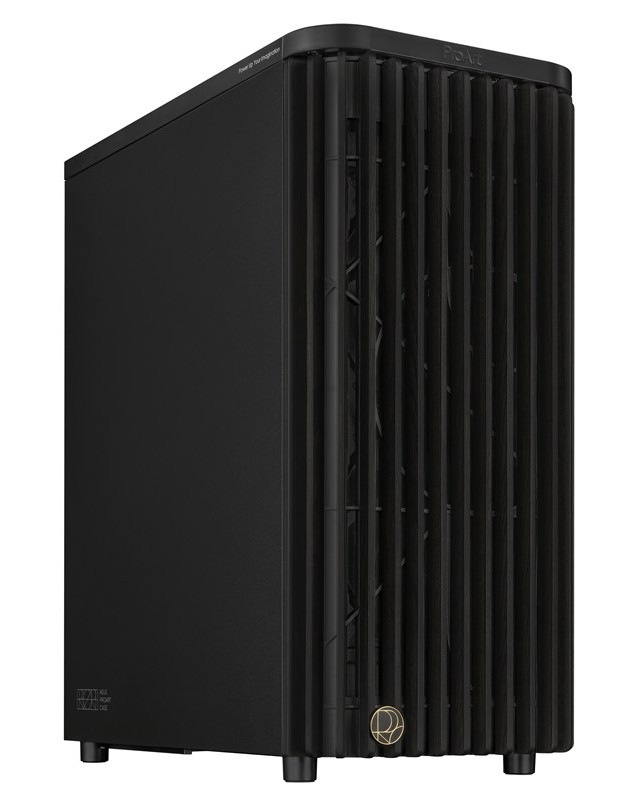 PC skříň Asus ProArt PA401 WOOD METAL, černá barva.
