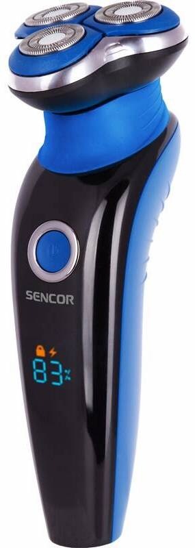 Holicí strojek Sencor SMS 5520BL v modročerném provedení, planžetový aku model pro suché holení s LED displejem