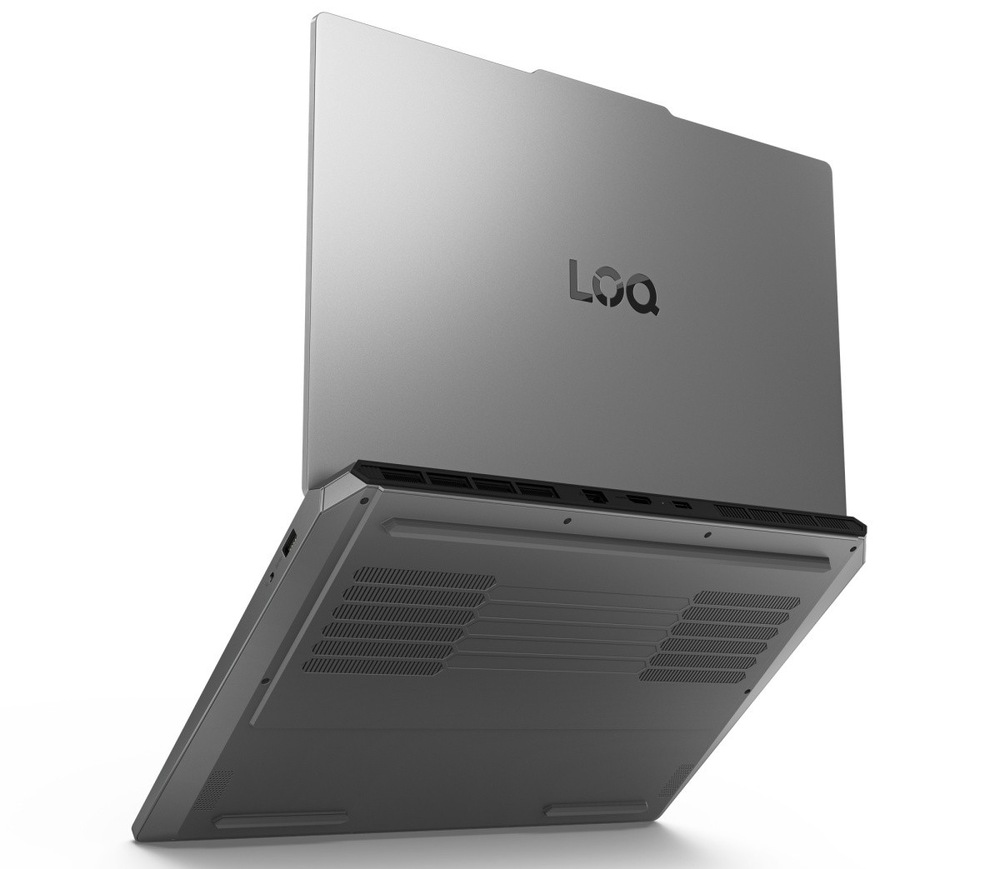 Notebook Lenovo LOQ Essential 15ARP11 + Game Pass předplatné na 3 měsíce šedý Otevřený notebook Lenovo LOQ Essential 15ARP11 zezadu