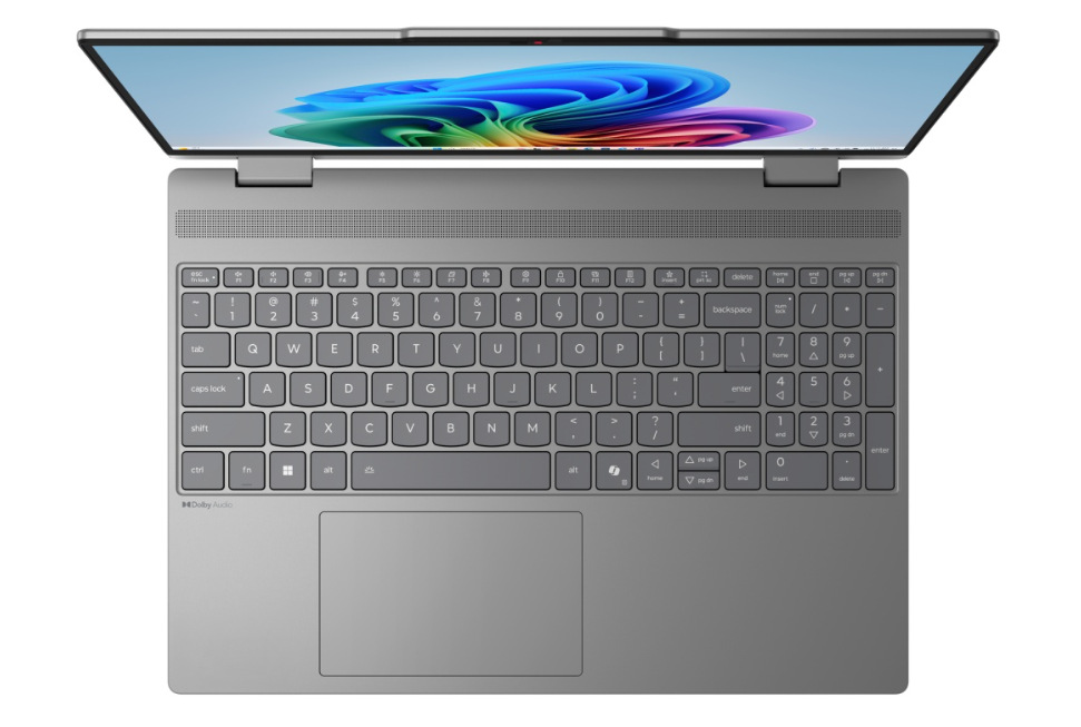 Notebook Lenovo IdeaPad 5 2-in-1 15IPH11 šedý Pohled shora na klávesnici notebooku Lenovo IdeaPad 5 15IPH11