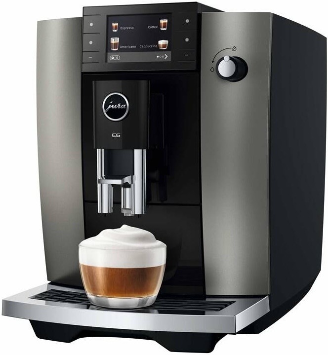 Automatický kávovar Jura E6 Piano Black v elegantním tmavě šedém provedení