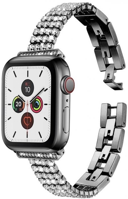 Řemínek WG shine, kovový, na Apple Watch 42/44/45/49 mm černý