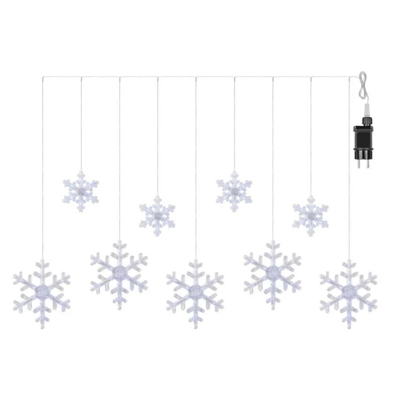 LED řetěz EMOS 131 WINDOW SNOWFLAKES, IP44, CW průhledný