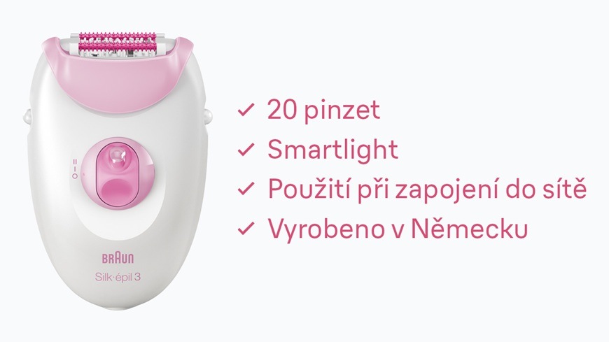 Přední pohled na epilátor Braun Silk-épil 3 SE3-000.