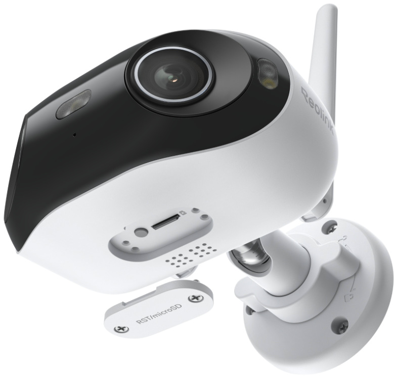 Detail spodní části IP kamery Reolink Elite Series W740-A Wi-Fi s microSD slotem