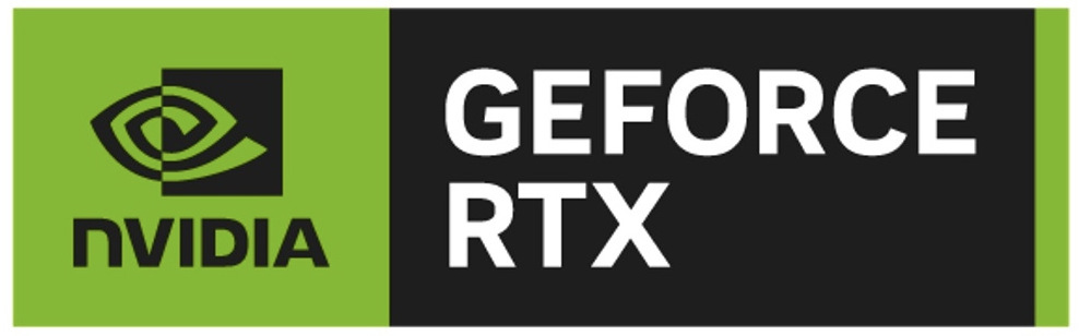 Logo NVIDIA GeForce RTX označující samostatnou grafickou kartu herního notebooku