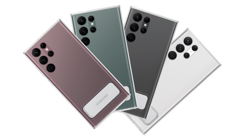 Kryt na mobil Samsung Clear Standing na Galaxy S22 Ultra průhledný