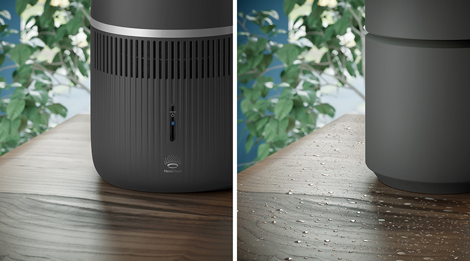 Zvlhčovač vzduchu Philips 4000 Series HU4210/03 šedý Detail zvlhčovače vzduchu Philips HU4210/03 4000 Series s technologií jemné vodní mlhy.