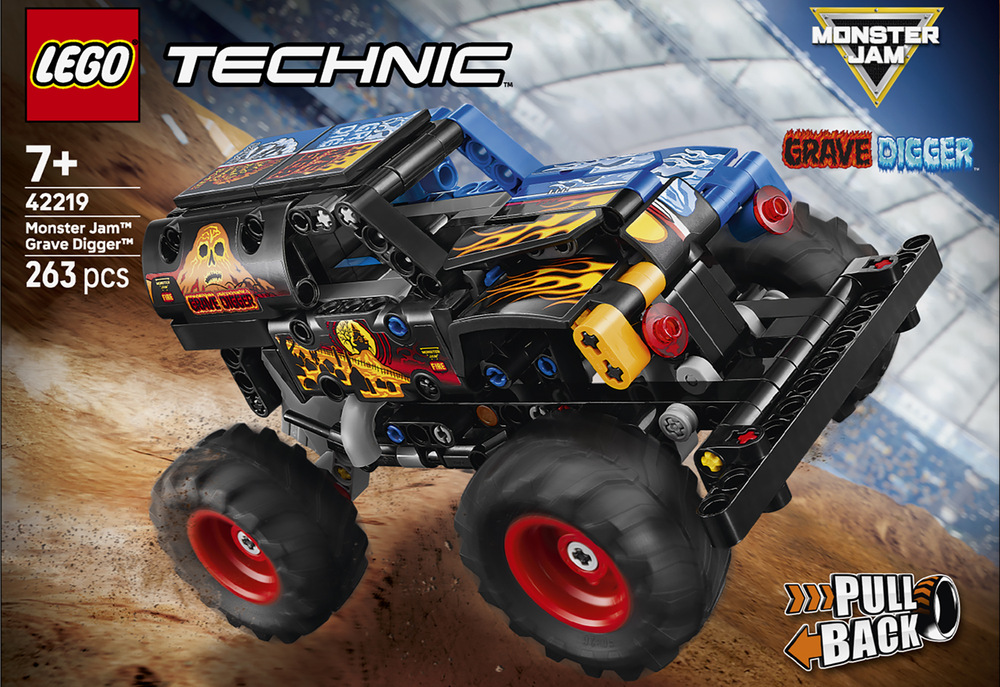 Stavebnice LEGO® Technic 42219 Monster Jam™ Grave Digger™ Oheň a led Ozubená kola a pohyblivé prvky přibližují dětem od 7 let fungování různých technických mechanismů