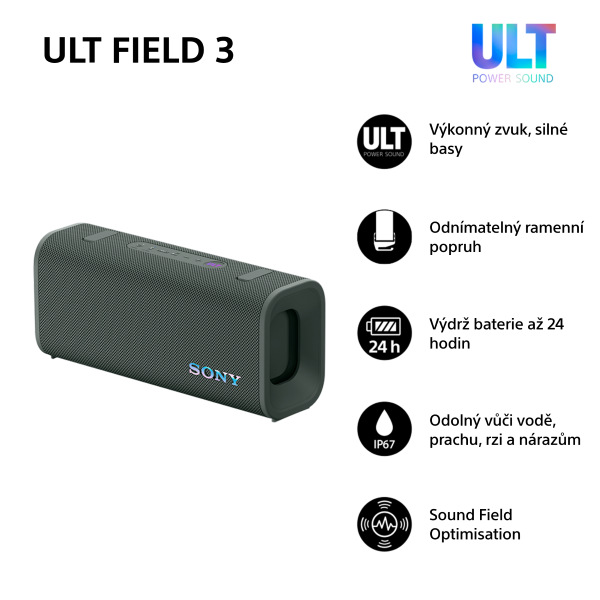 Přenosný reproduktor Sony ULT FIELD 3 šedý/zelený Přenosný reproduktor Sony ULT FIELD 3, šedo-zelený