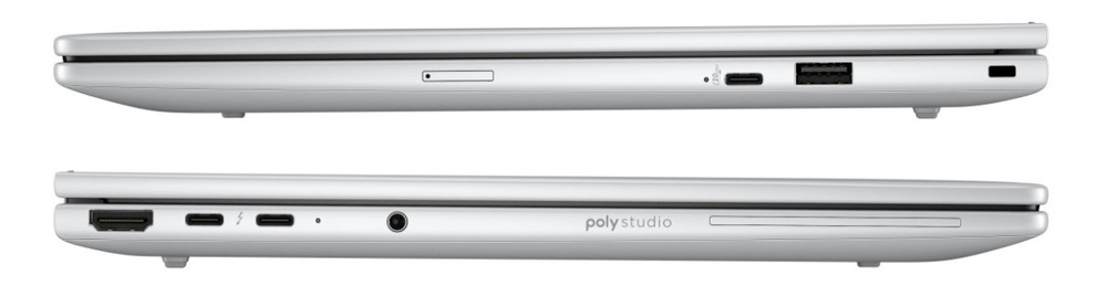 Notebook HP EliteBook 8 G1a 14" stříbrný Notebook HP EliteBook 6 G1a z obou profilů s viditelnými porty