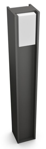 Venkovní svítidlo Philips Hue Turaco Hue post 1xA60 WCA hliník/antracitové Sloupová konstrukce svítidla Philips Turaco Hue post s obdélníkovým difuzorem