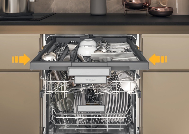 Volně stojící myčka nádobí Whirlpool W7F HS31, bílá, flexibilní třetí zásuvka