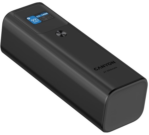 Powerbanka Canyon PB-2010, 27000mAh, 2x USB-C, 140W PD3.1, 1x USB-A QC 3.0, display černá Powerbanka Canyon PB-2010, 27000mAh, 2x USB-C, 140W PD3.1, 1x USB-A QC 3.0, display černá