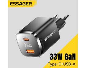 Nabíječka do sítě Essager 33W, GaN, USB-C, USB-A černá

 obrázek produktu 1 z 7