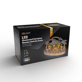 LED dekorace Solight Vánoční dřevěný betlém, 5x LED, přírodní dřevo, 25cm, 2x AA 

 obrázek produktu 2 z 4