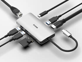USB Hub D-Link USB-C/HDMI, 3x USB 3.0, RJ45, USB-C, SD, Micro SD 

 obrázek produktu 4 z 5