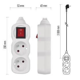 Kabel prodlužovací EMOS 2 x zásuvka, vypínač, 2m bílý

 obrázek produktu 4 z 5