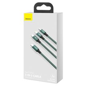 Kabel Baseus Rapid Series 3v1 USB-C (Micro USB/Lightning/USB-C) PD 20W 1,5m zelený

 obrázek produktu 9 z 10