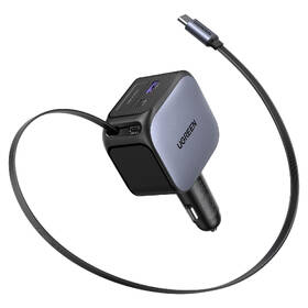 Adaptér do auta UGREEN 2×USB-C, USB, 145W, se zatahovacím kabelem šedý

 obrázek produktu 1 z 6