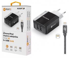 Nabíječka do sítě Aligator 2xUSB, smart IC, 3,4A + Lightning kabel černá

 obrázek produktu 4 z 4