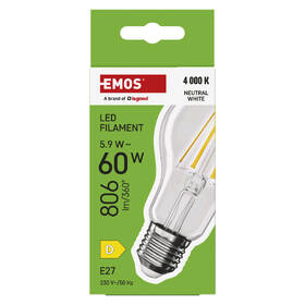 Žárovka LED EMOS Filament A60, 5,9 W, E27, neutrální bílá 

 obrázek produktu 4 z 7