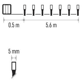 Vánoční osvětlení EMOS 80 LED řetěz, 5,6 m, 3x AA, venkovní i vnitřní, teplá bílá, časovač 

 obrázek produktu 7 z 8