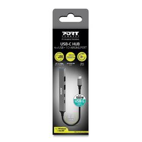 USB Hub PORT CONNECT USB-C, 4× USB + 1× USB-C 100W PD stříbrný

 obrázek produktu 3 z 7