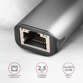 Síťová karta Axagon USB-C 3.2 Gen 1 - 2.5 Gigabit Ethernet šedá

 obrázek produktu 1 z 4