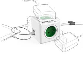 Kabel prodlužovací Powercube USB, 4x zásuvka, 2x USB, 1,5m zelený

 obrázek produktu 2 z 4