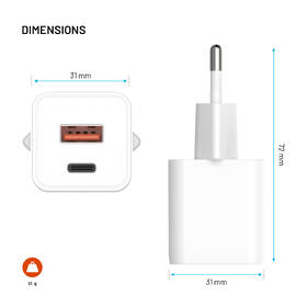 Nabíječka do sítě FIXED GaN Mini s USB-C, USB, 30W bílý

 obrázek produktu 2 z 8