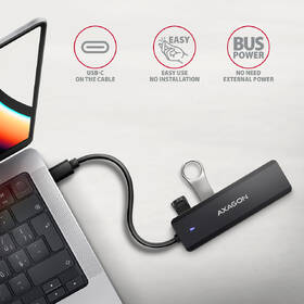 USB Hub Axagon 4x USB / USB-C, kabel USB-C 19cm černý

 obrázek produktu 2 z 4