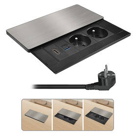 Zásuvkový modul Solight 2 zásuvky, HDMI, USB-A, USB-C, PD 20W, s posuvným krytem, 2 m stříbrný

 obrázek produktu 3 z 6