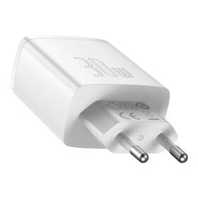 Nabíječka do sítě Baseus 2x USB-A, 1x USB-C, 30W bílá barva
