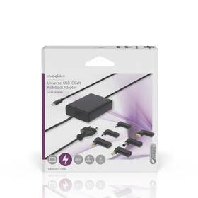 Napájecí adaptér Nedis GaN 65 W, univerzální, USB-C + 6 adaptérů černá barva
