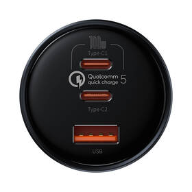 Adaptér do auta Baseus QC 5, 1x USB, 2x USB-C 160W + kabel USB-C 100W 1m černý

 obrázek produktu 3 z 9