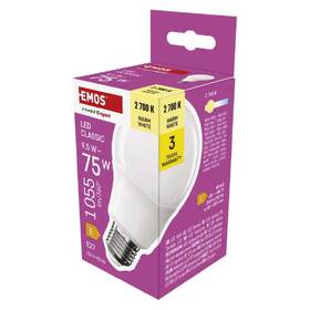 Žárovka LED EMOS Classic, E27, 9,5W, teplá bílá 

 obrázek produktu 3 z 3