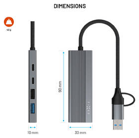 USB Hub FIXED USB-C 4-port, USB-A adapter šedý

 obrázek produktu 1 z 6