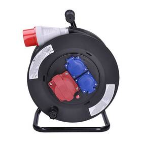 Kabel prodlužovací na bubnu Solight 3 zásuvky, 400V + 230V, 25m gumový kabel 3x1,5mm2, IP44 černý

 obrázek produktu 1 z 2