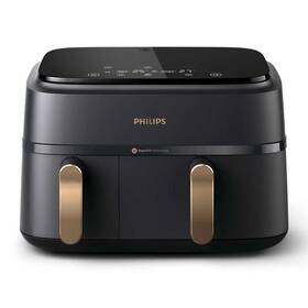 Fritéza horkovzdušná Philips Dual Basket 9 l, NA352/00 černá barva
