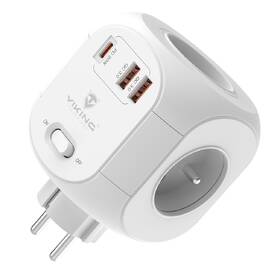 Rozbočovací zásuvka Viking AC43, 4x zásuvka, vypínač bílá

 obrázek produktu 1 z 4