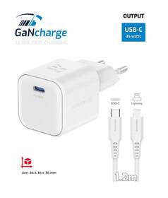 Nabíječka do sítě Swissten GAN 1x USB-C 35W PD + Datový kabel USB-C/Lightning 1,2 M bílá

 obrázek produktu 1 z 2