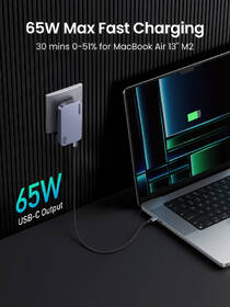 Nabíječka do sítě UGREEN 65W GaN Tech Ultra-Slim stříbrná

 obrázek produktu 4 z 10